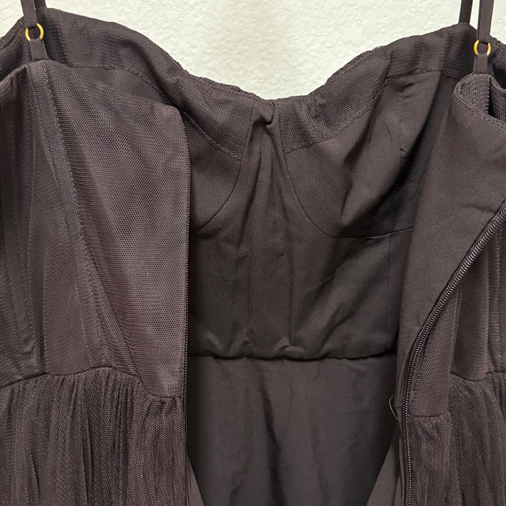 Hutch Amara Chocolate Brown Pleated Midi Dress - Picture 10 of 11